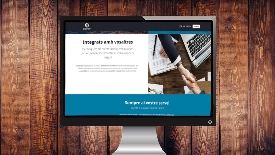 Landing page i continguts per a Be-Export