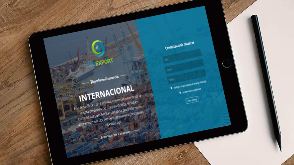 Landing page i continguts per a Be-Export