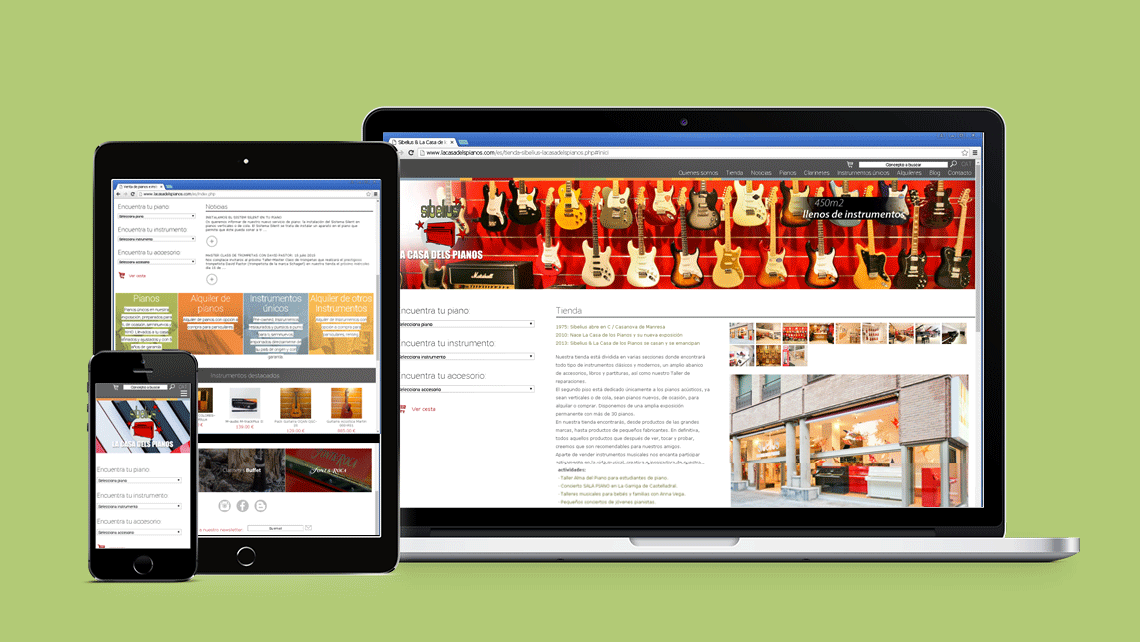 Disseny web i botiga online per a La Casa dels Pianos