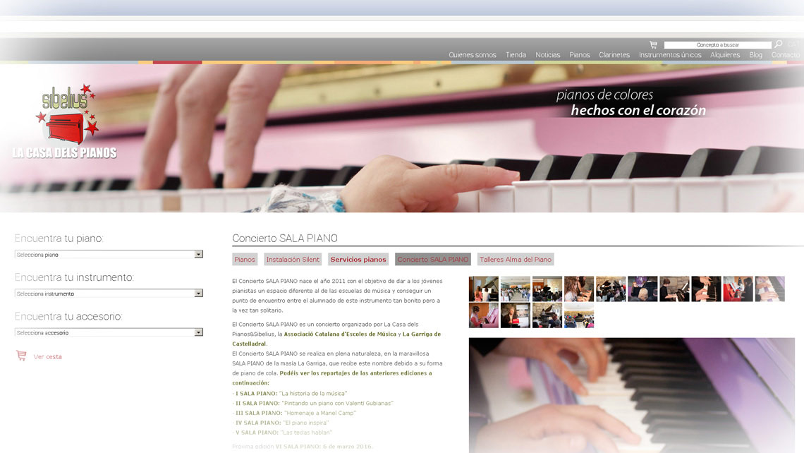Disseny web i botiga online per a La Casa dels Pianos