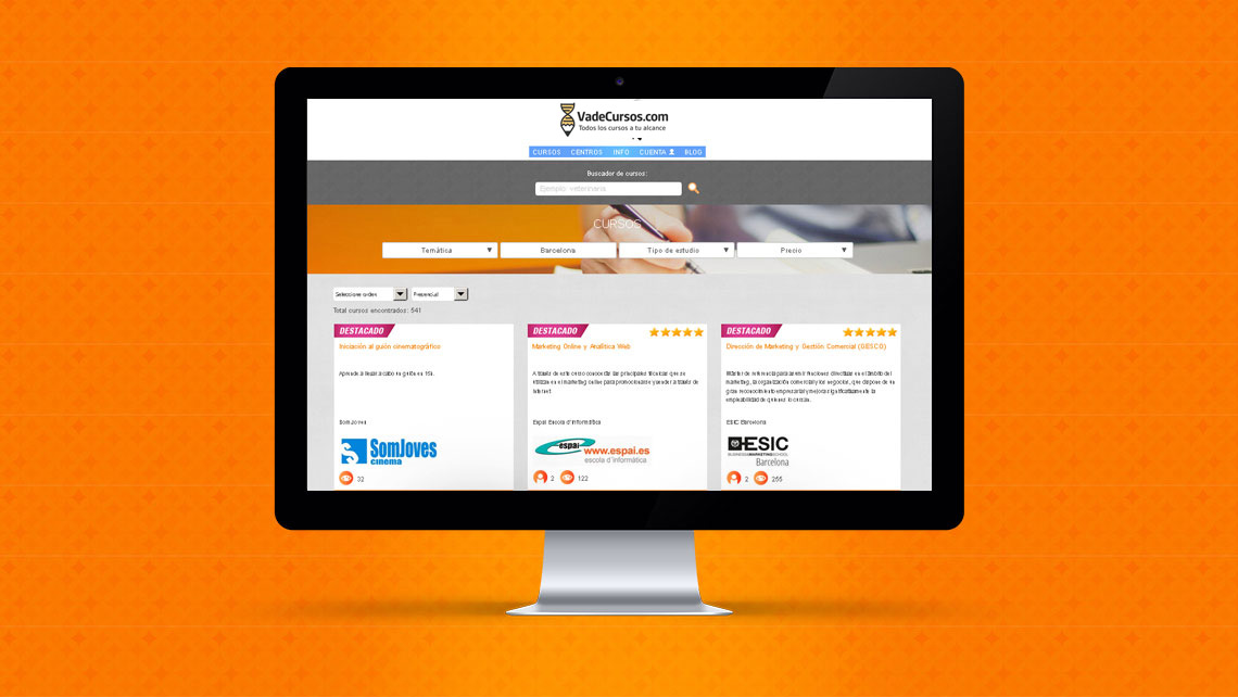 Programació web a mida per a Vadecursos.com