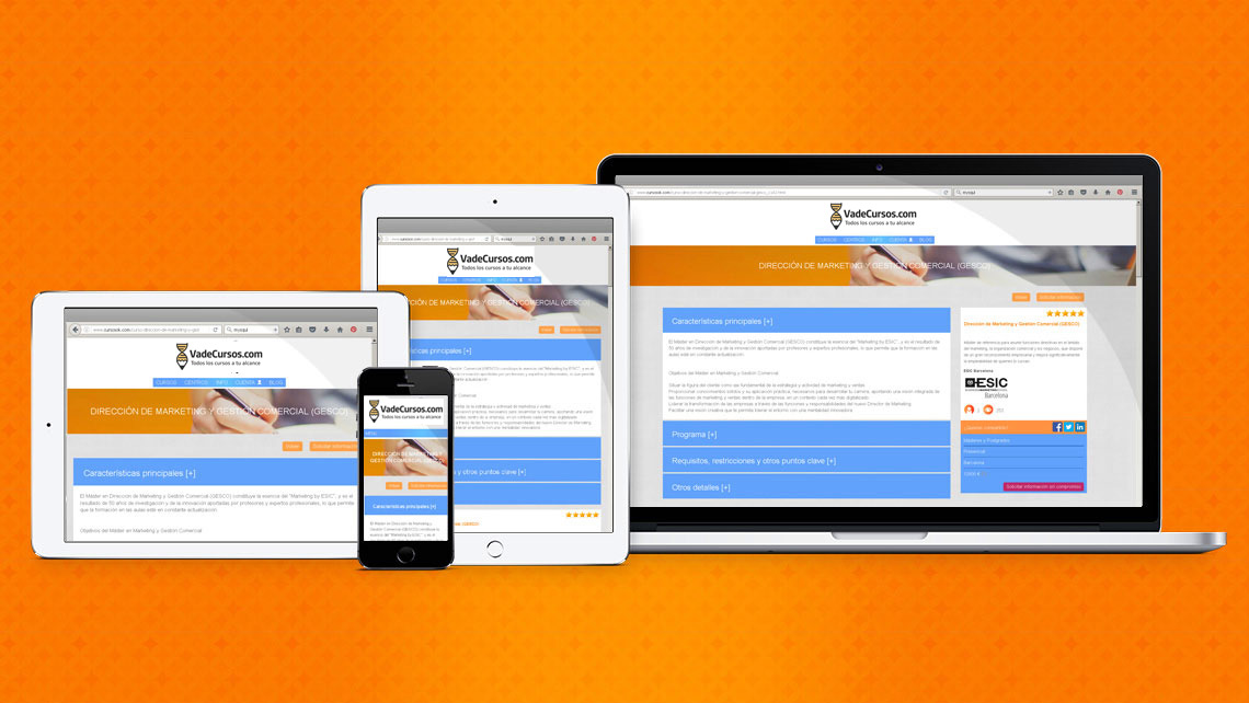 Programació web a mida per a Vadecursos.com