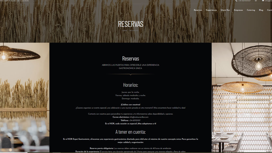 Disseny web per al Restaurant Kor