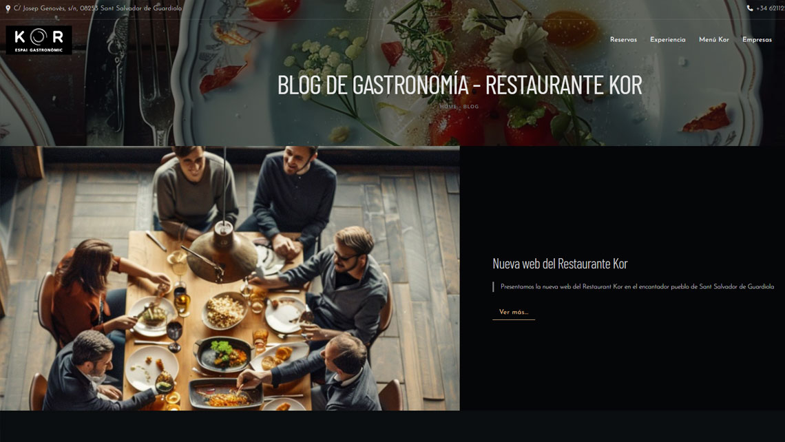 Disseny web per al Restaurant Kor