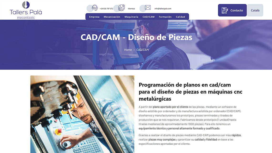Disseny web i posicionament SEO per a Tallers Palà